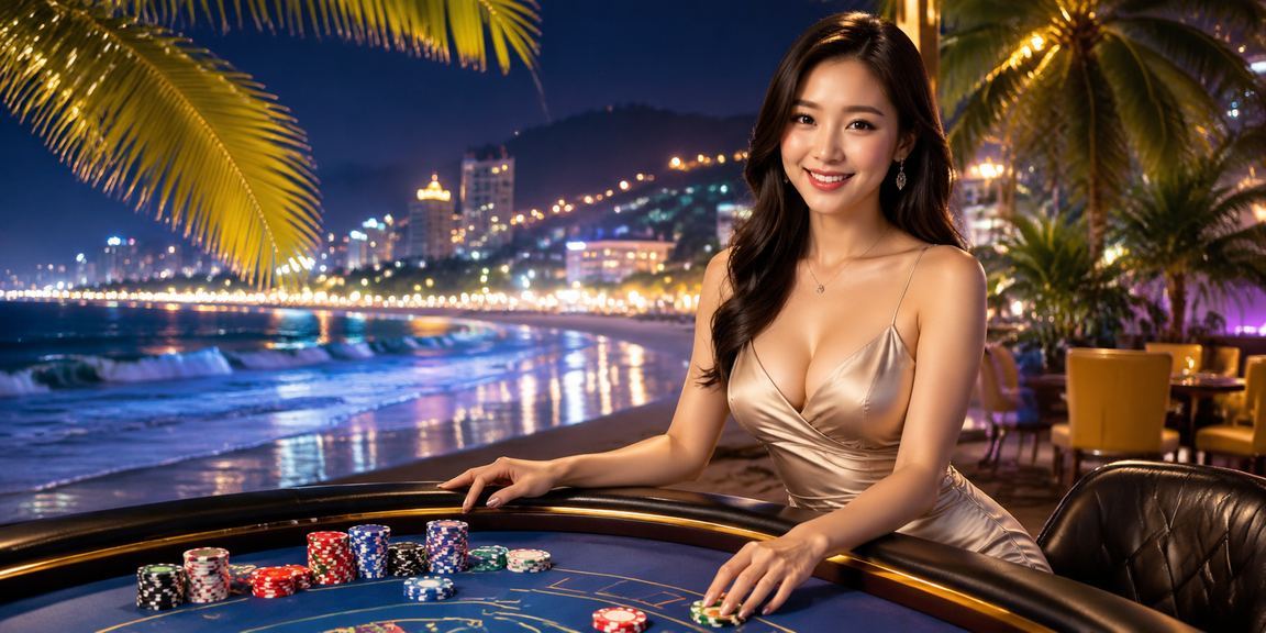 Người chơi game bài tại bãi biển Vũng Tàu buổi tối – trải nghiệm giải trí mobile